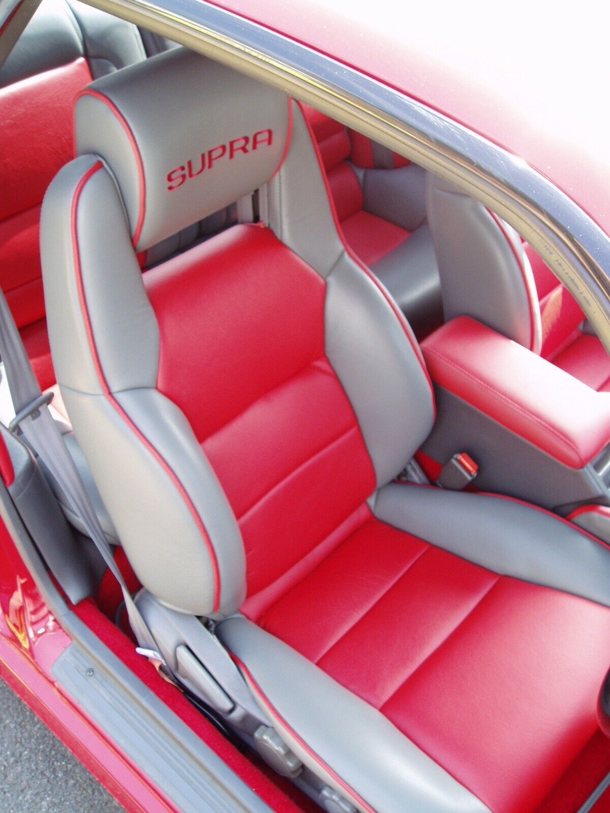 Toyota Supra MK3 / MKIII 1986.5-1992 Synthetic Leather Seat Covers In Red & Gray