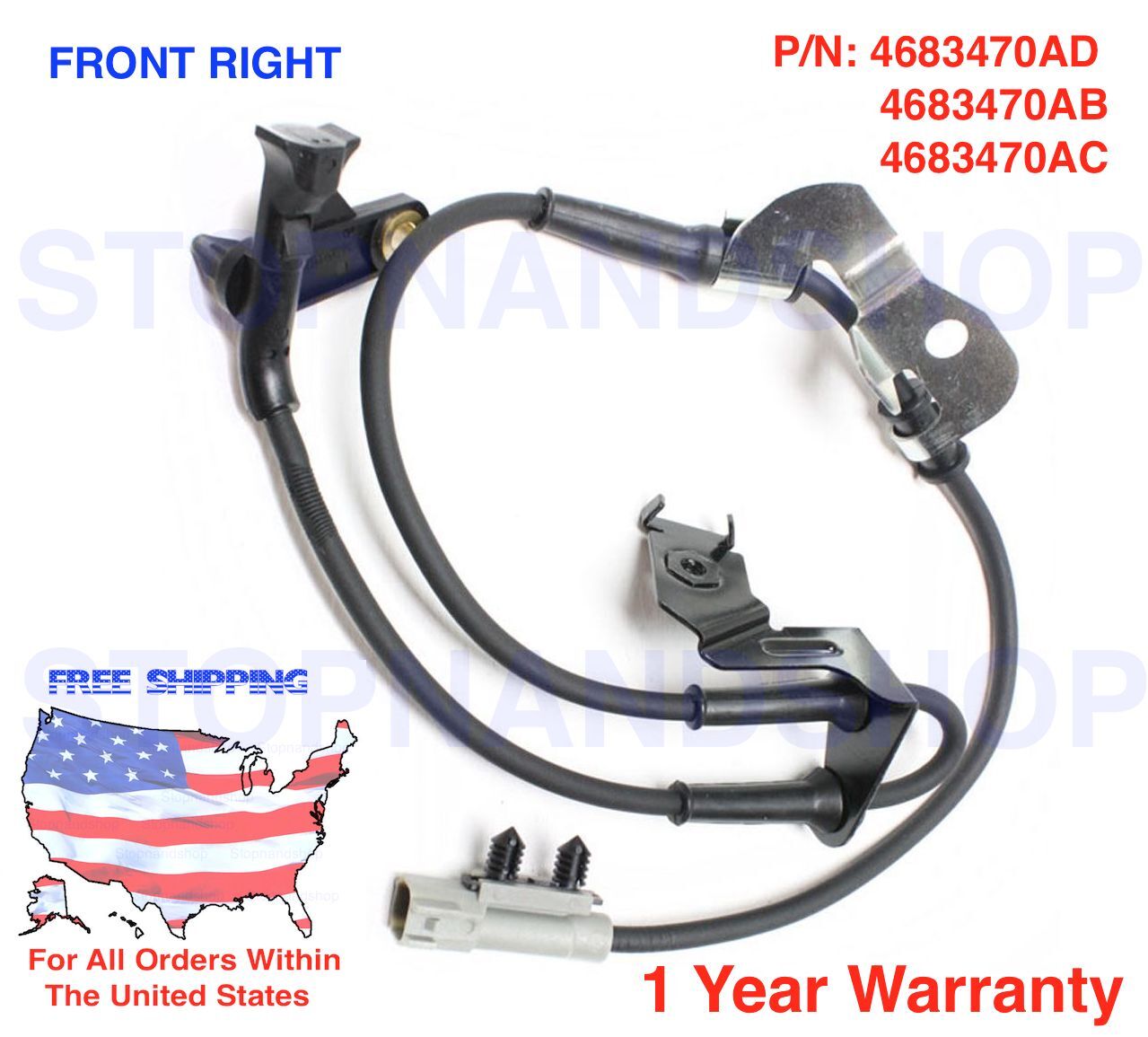 NEW ABS Wheel Speed Sensor FITS GRAND CARAVAN TOWN & COUNTRY Front Passenger 