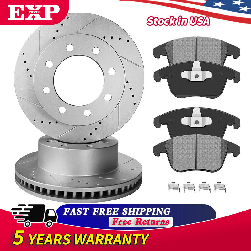 4WD Front Brake Rotors + Brakes Pads for Ford F-250 F-350 F-450 Super Duty 4x4