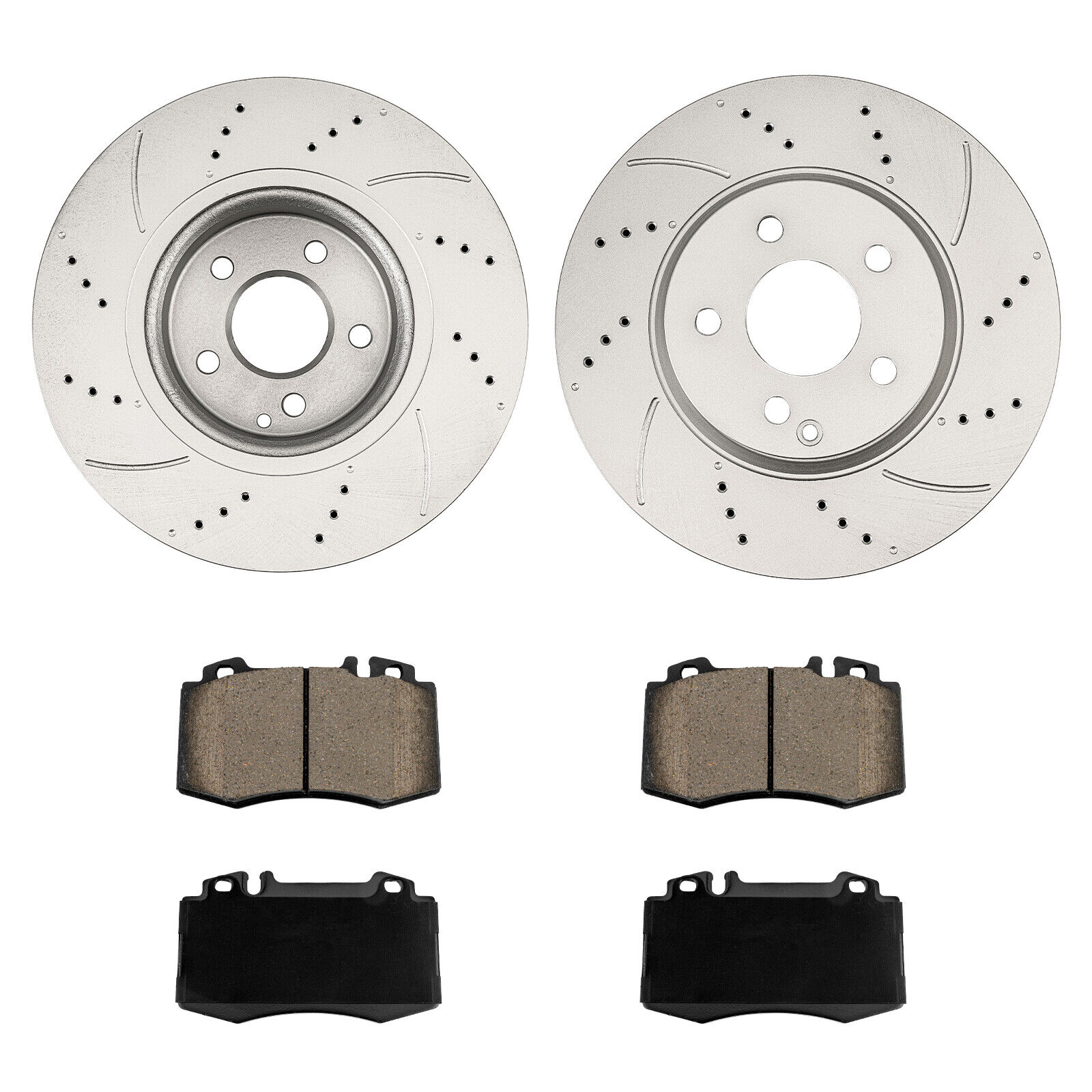 Front Drilled Brake Rotors W/ Ceramic Pads For 03-06 Mercedes-Benz E500 E350