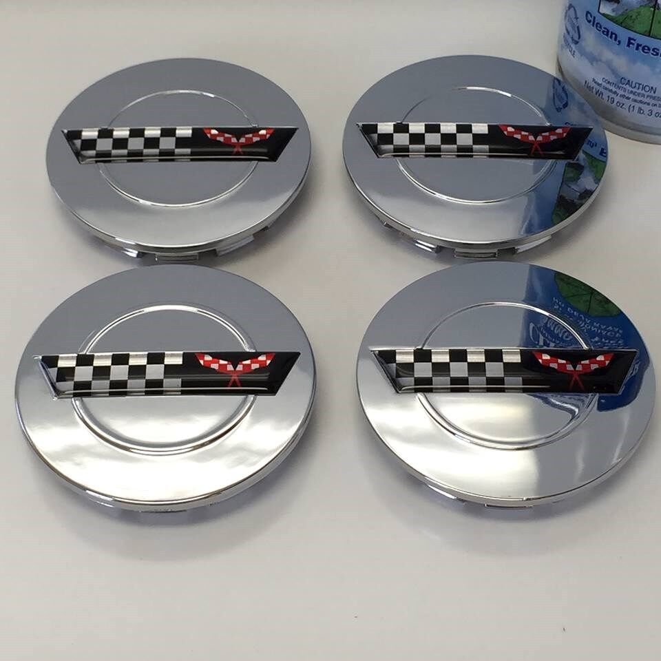Set of 4 Chrome wheel center caps rim fits Chevy Corvette Camaro 91-96 ZR1 C4 3\