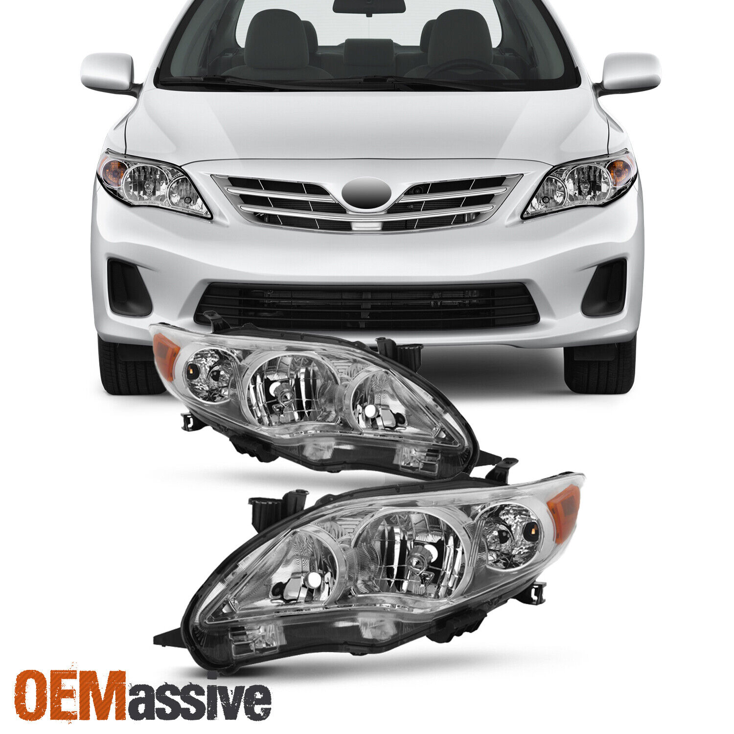 Fits 2011 2012 2013 Toyota Corolla Headlights Replacement Lamps Pair 11 12 13