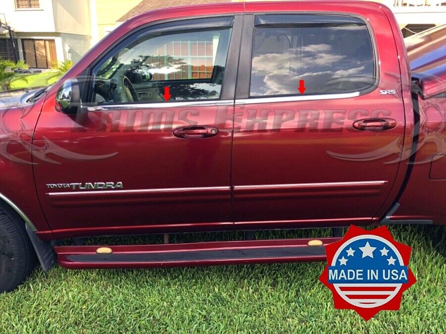 fit:2003-2006 Toyota Tundra Double/Crew Cab 4Pc Window Sill Trim Stainless Steel