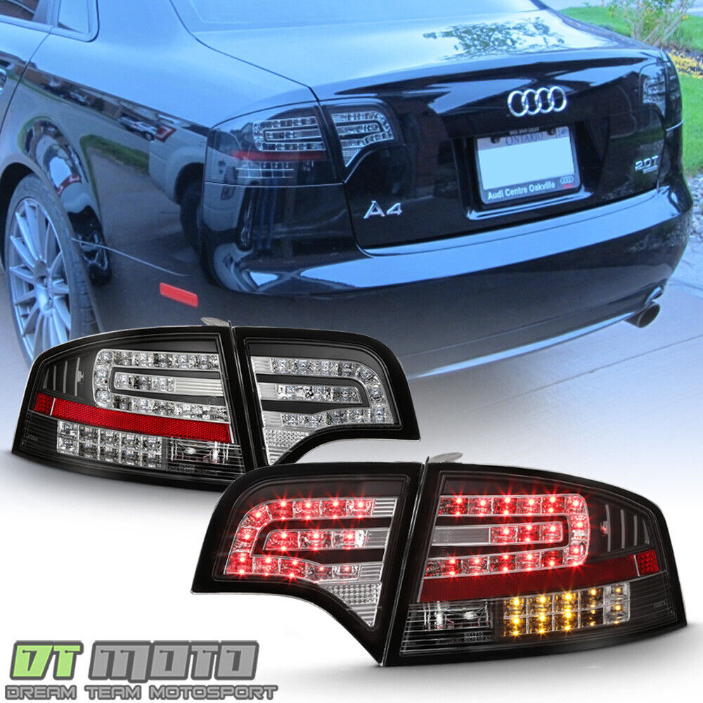 Blk 2005-2008 Audi A4/S4/RS4 B7 Sedan Lumileds LED Tail Lights Lamps Left+Right