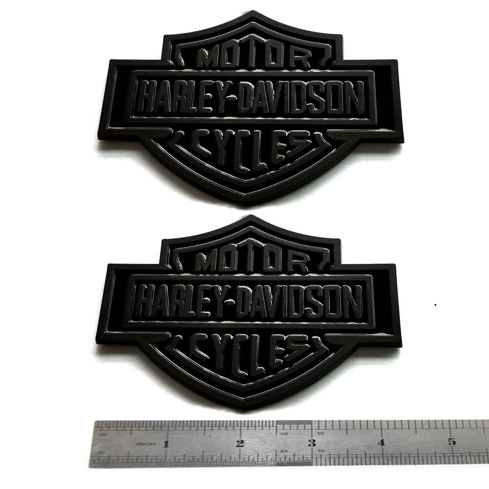 2x OEM Black Harley Davidson Fuel Tank Emblem Badge a Dyna Sportster Street