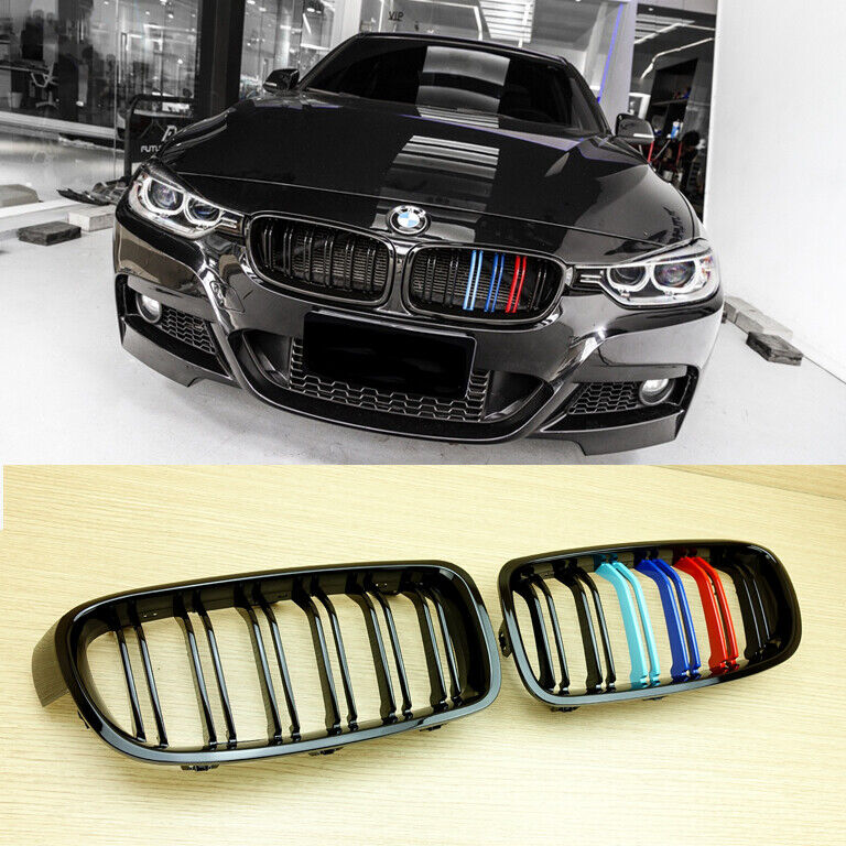 2012-2018 For BMW F30 F31 M3 Style Gloss Black M-Color Front Grille 318d 320d