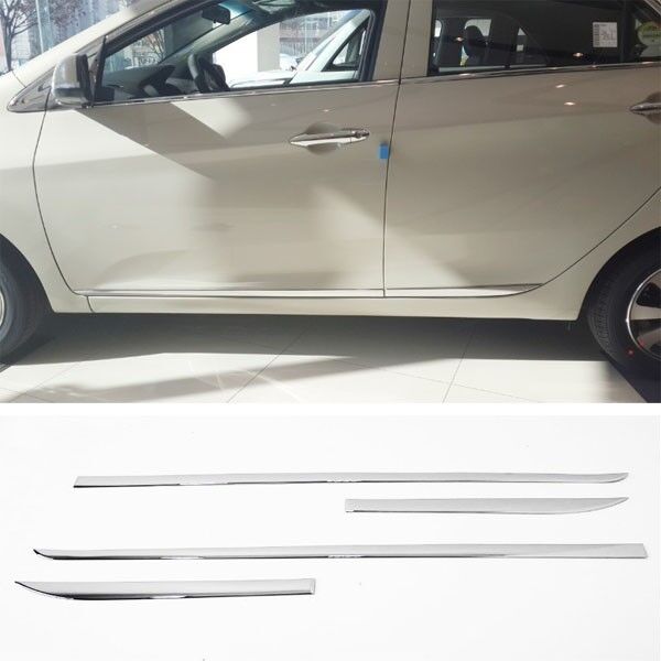 Chrome Side Door Skirt Sill Accent Molding Garnish 4p for 2011 2015 Kia Picanto