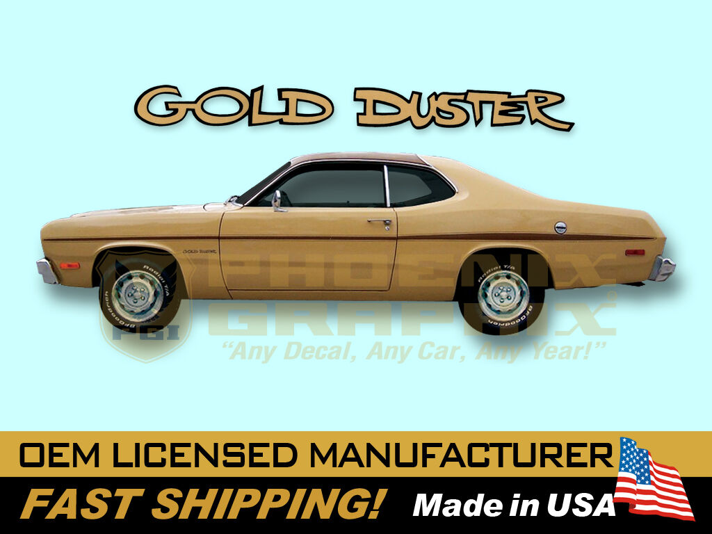 1970 1971 1972 1973 1974 1975 Plymouth Gold Duster COMPLETE Decals & Stripes Kit