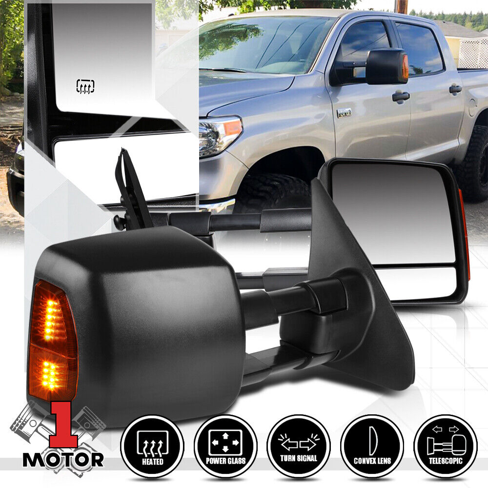 [Pair] Power+Heated w/LED Signal Telescoping Towing Side Mirror for 07-16 Tundra