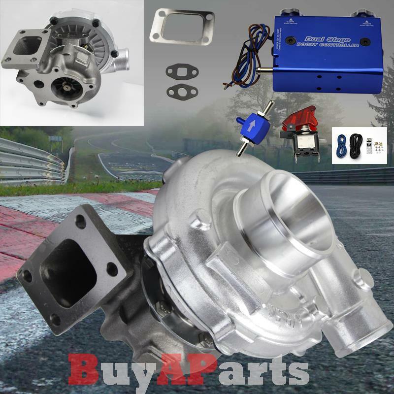 T04E T3/T4 .63 AR 50 Trim Turbo Turbocharger + Dual Stage Boost Controller Blue