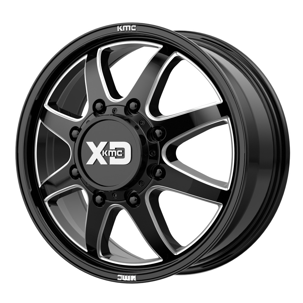 1 New 22X8.25 105 8X165.1 XD XD845 Pike Dually Gloss Blk Milled Front Wheel/Rim