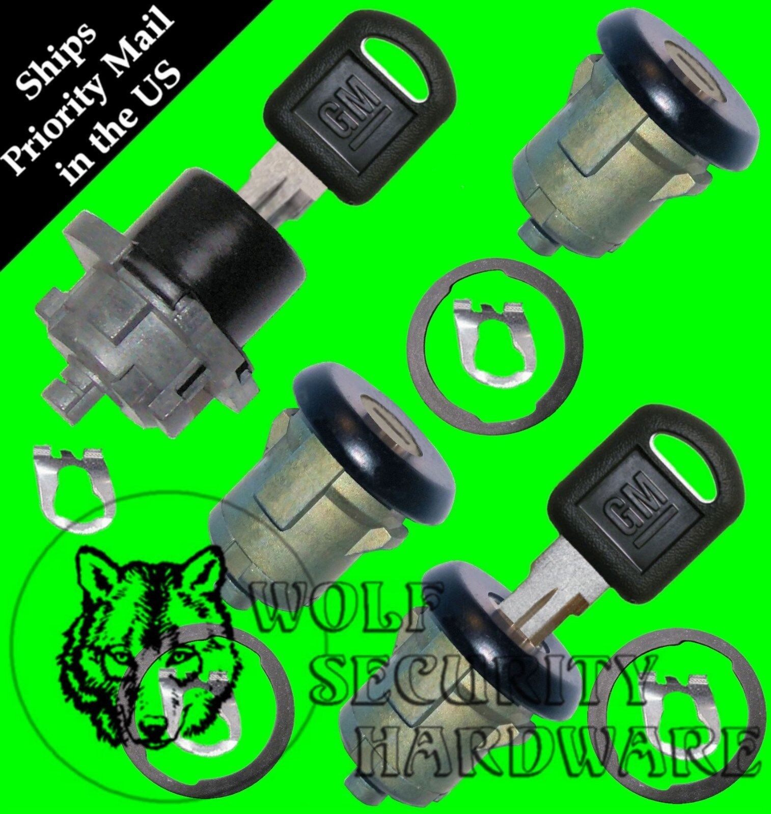 Chevy Astro GMC Safari 96-00 OEM 4 Door Key Lock Cylinder Set Black 2 GM Keys