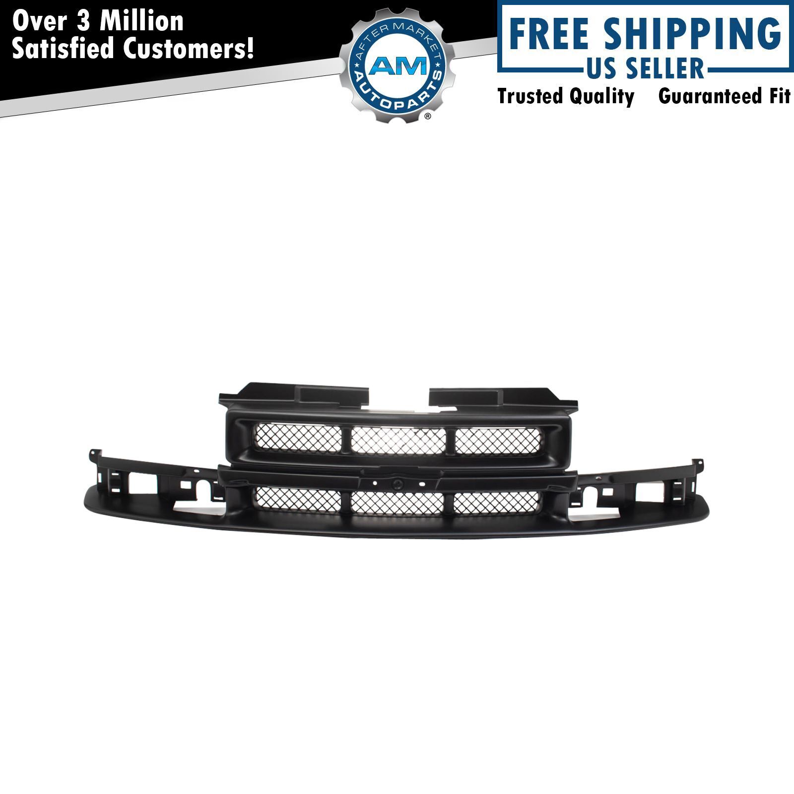 Grille Grill Black Front End for Chevy Blazer S10 Pickup Truck