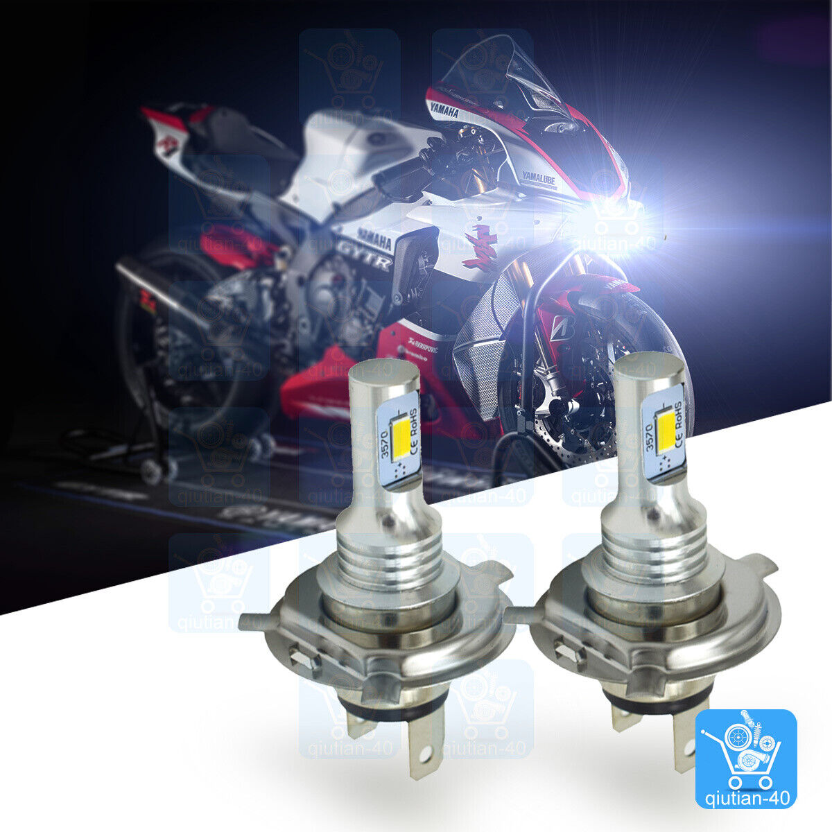 For Yamaha Vmax 1200 1700 Motorcycle LED Headlight Kit 6000K Bright White Bulbs