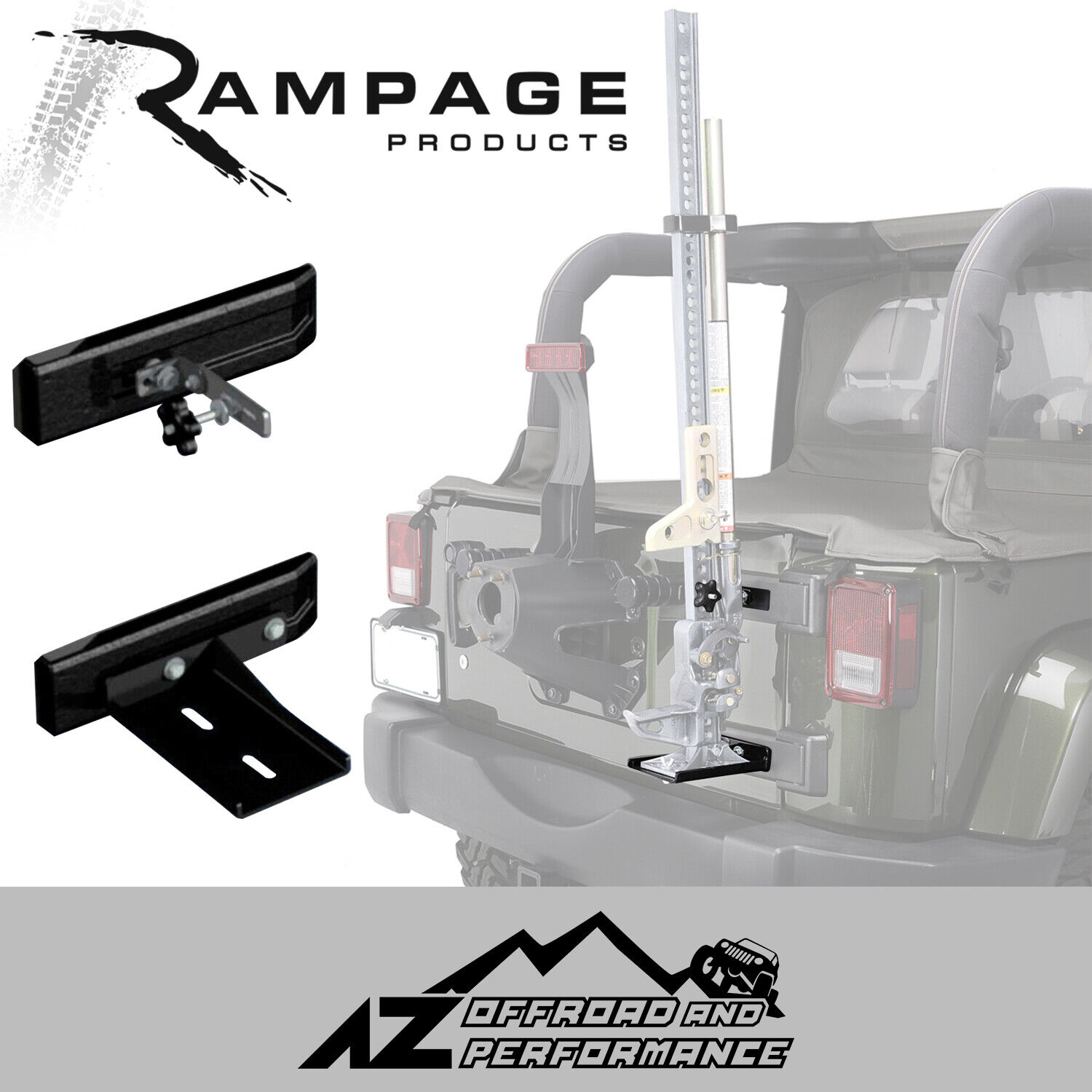 Rampage Hi-Lift Jack Mounting Kit - Black fits 2007-2018 Jeep Wrangler JK 86612