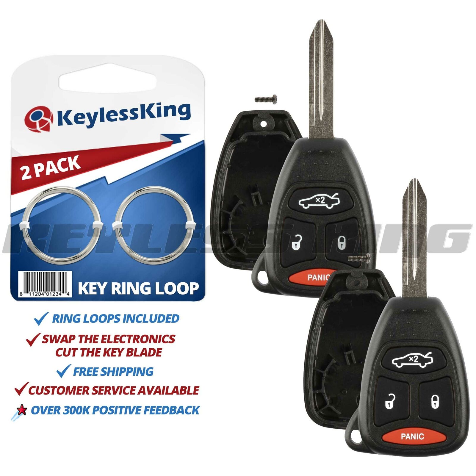 2 Remote Head Key Keyless Fob Replacement Case Uncut Blade Shell Pad Buttons