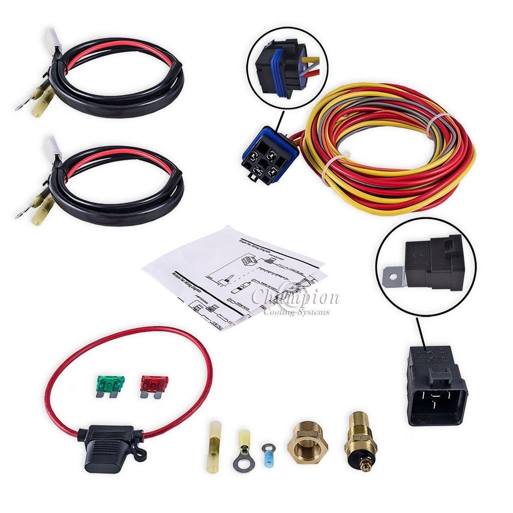 Champion Cooling Systems Electric Fan Relay Kit w 185 Switch for Single/Dual Fan