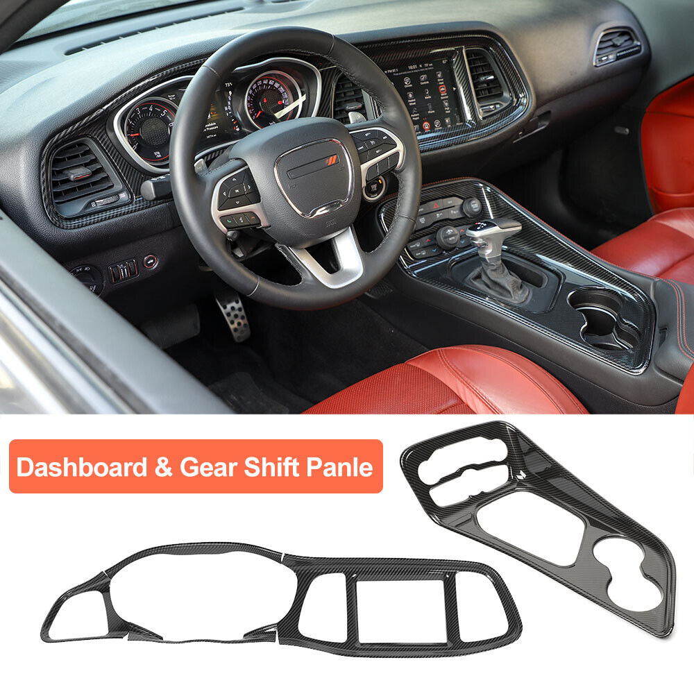 Central Control Panel Dashboard Gear Shift Cover Trim Kit for Challenger 2015+