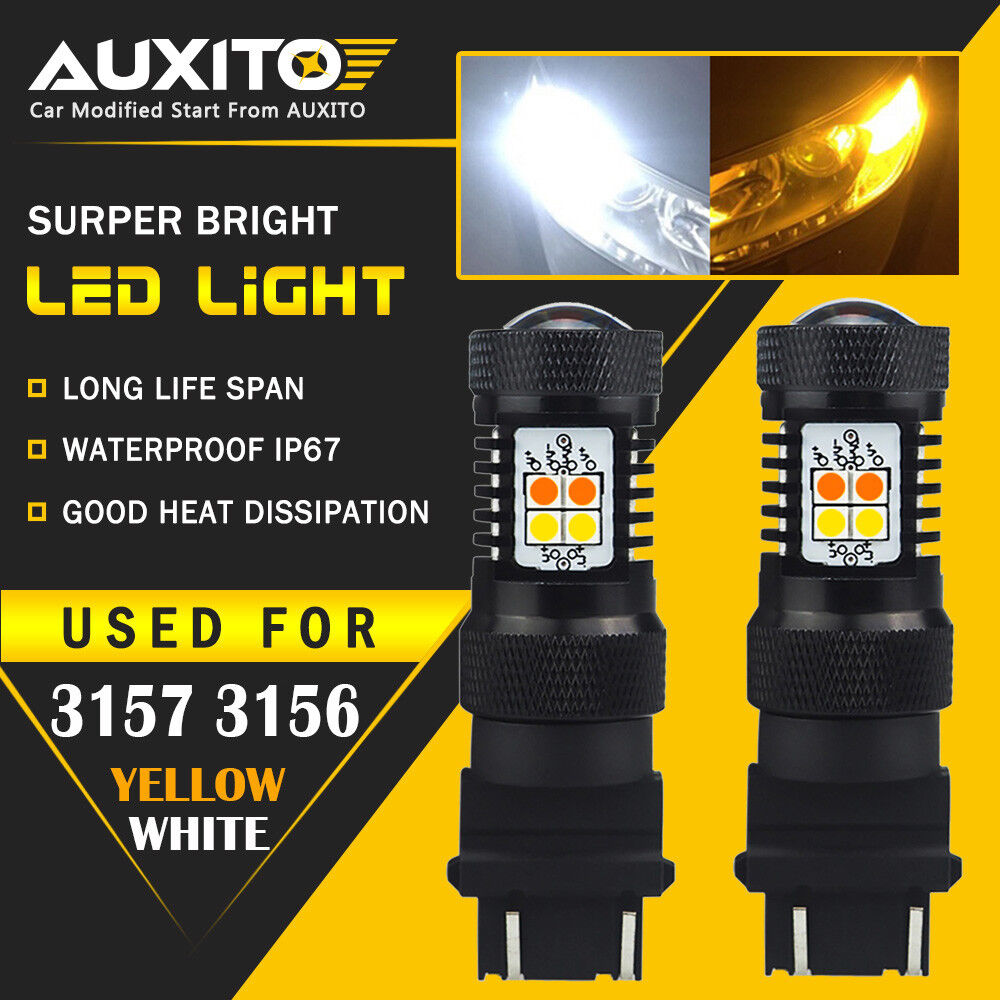 3157 3457A White Amber Dual Color Switchback LED Turn Signal Light Bulb 16K USA