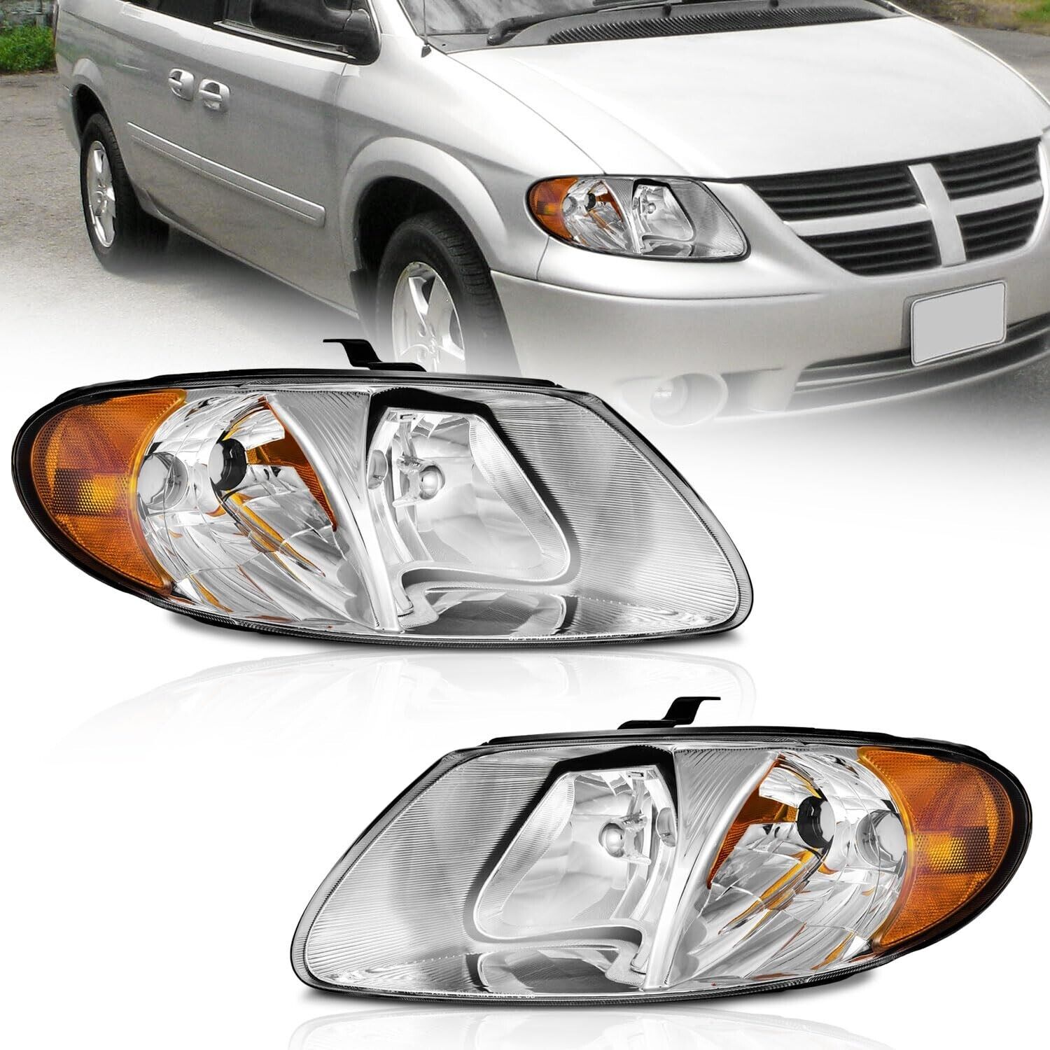 WEELMOTO Headlights For 2001-2007 Dodge Grand Caravan/Chrysler Town & Country