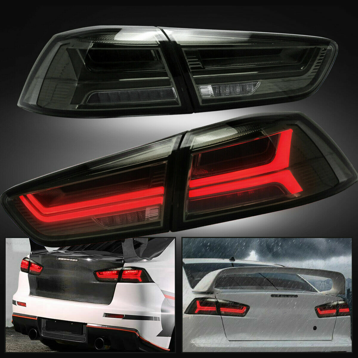 LED Tail Lights For 2008-2017 Mitsubishi Lancer / EVO X Rear Tail Lights Smoked