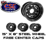 BLACK Steel Wheels (Set of 4) 15X8 5x5.5 JEEP CJ5 CJ7 CJ8  15500.10 Rugged Ridge