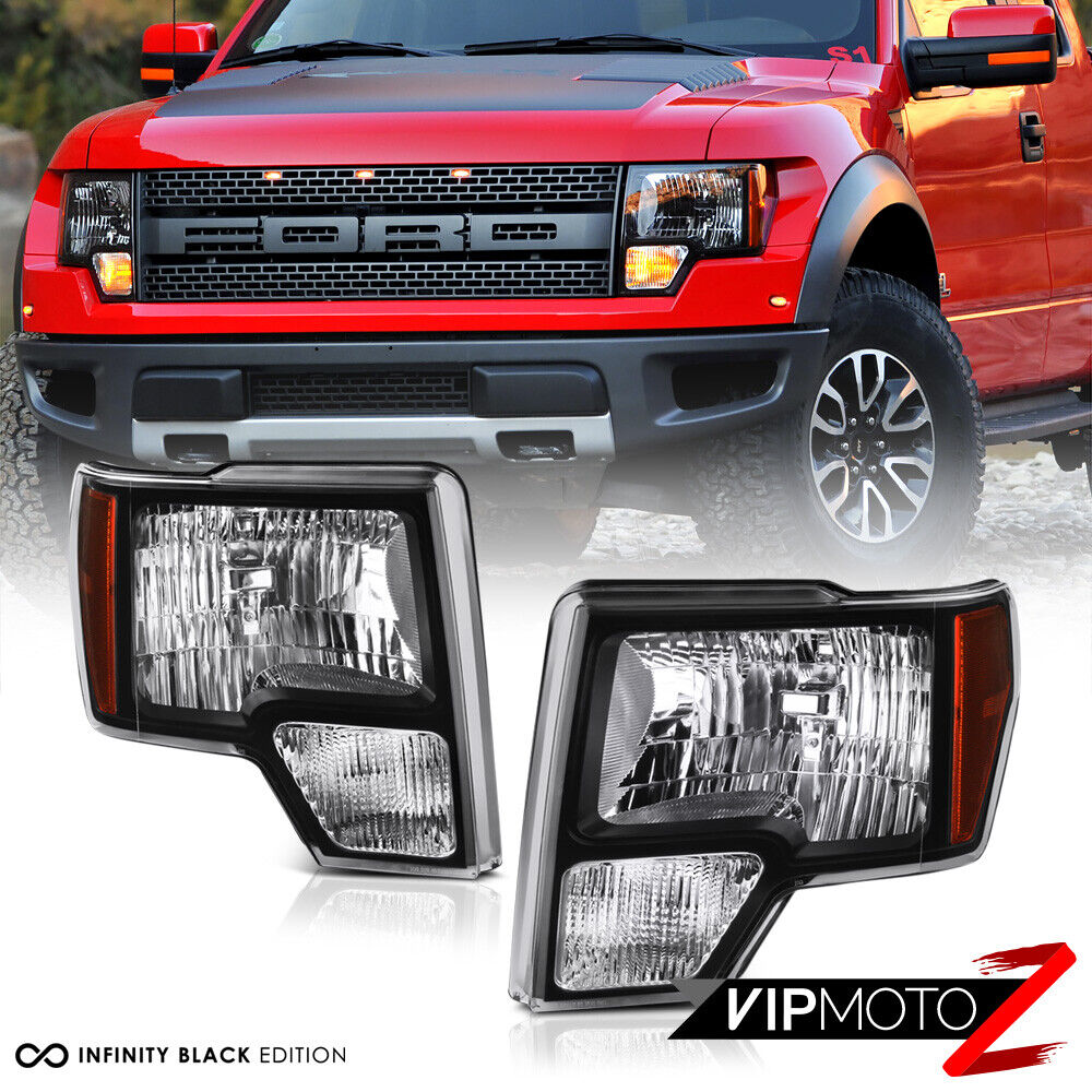 For 09-14 Ford F150 PickUp Truck Black Clear OE Style Replacement Headlight Lamp