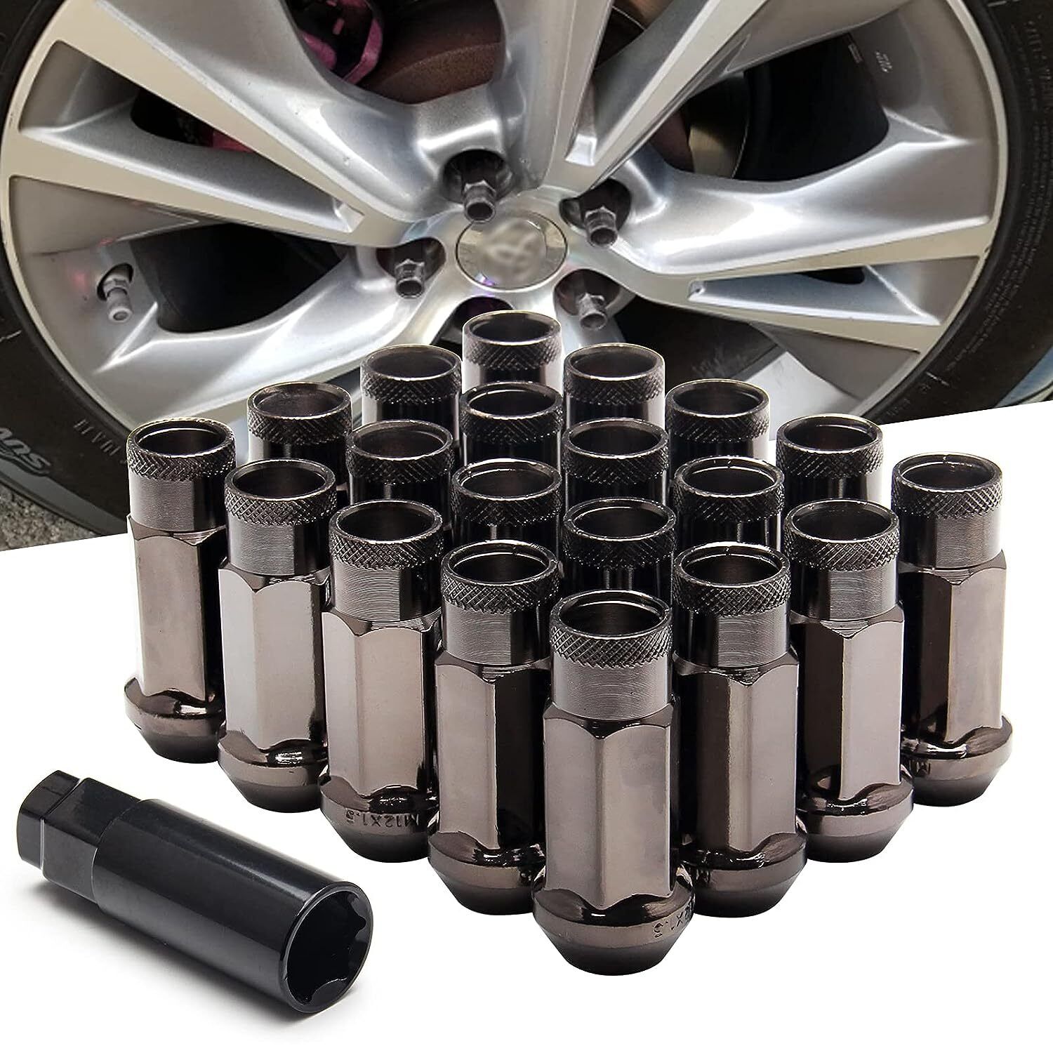 20PCS M12x1.5mm Extended Steel Tuner Open Ended wheel Lug Nuts For Toyota Honda