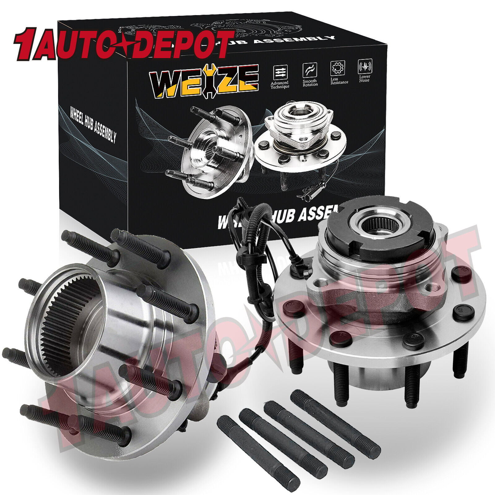 4WD Front Wheel Bearing & Hubs for 1999-2004 Ford F-250 F-350 SD Excursion F250