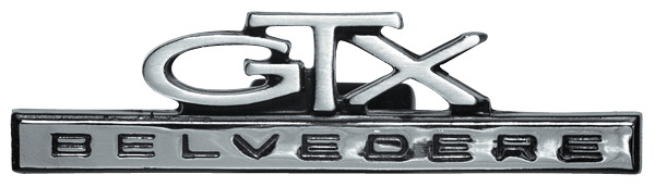 2857449  1967 Belvedere GTX glovebox door emblem. YR1