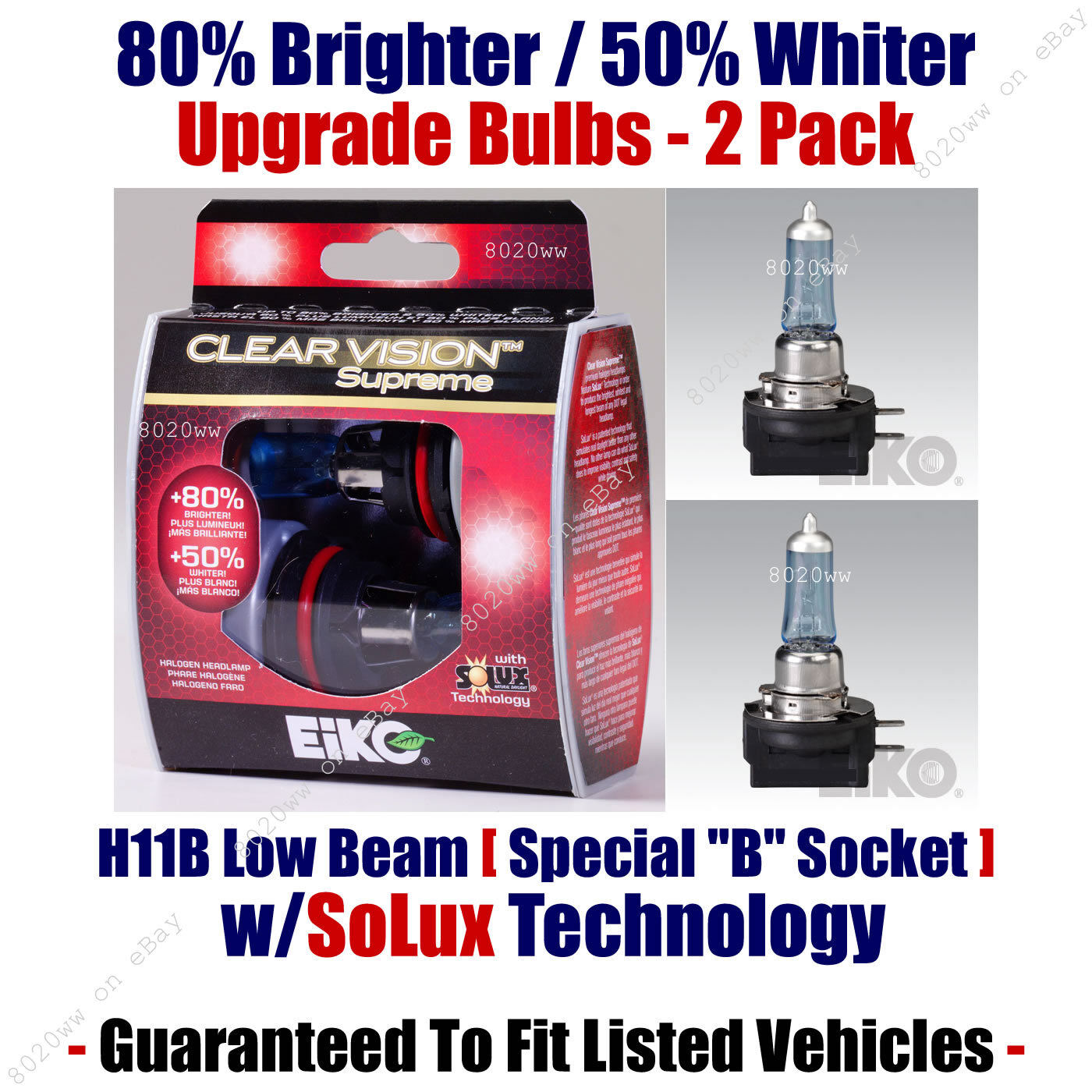 2-Pack Upgrade Headlight Bulbs Low Beam 80% Brighter 50% Whiter EiKo H11B CVSU2