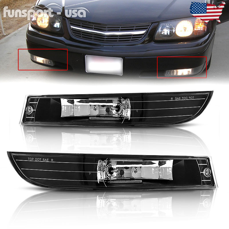 for 2000-2005 Chevy Impala Clear Lens Front Bumper Driving Fog Lights Lamps L+R