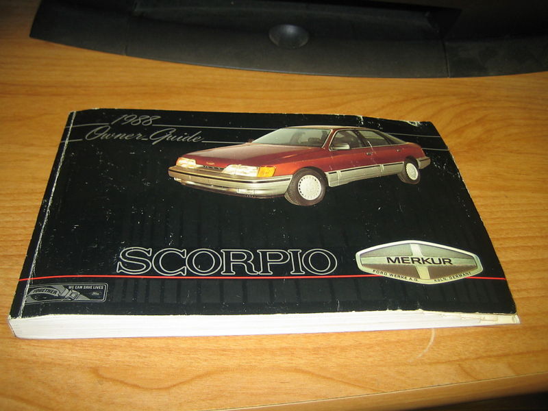 1988 Merkur Scorpio Owners Guide Manual Book