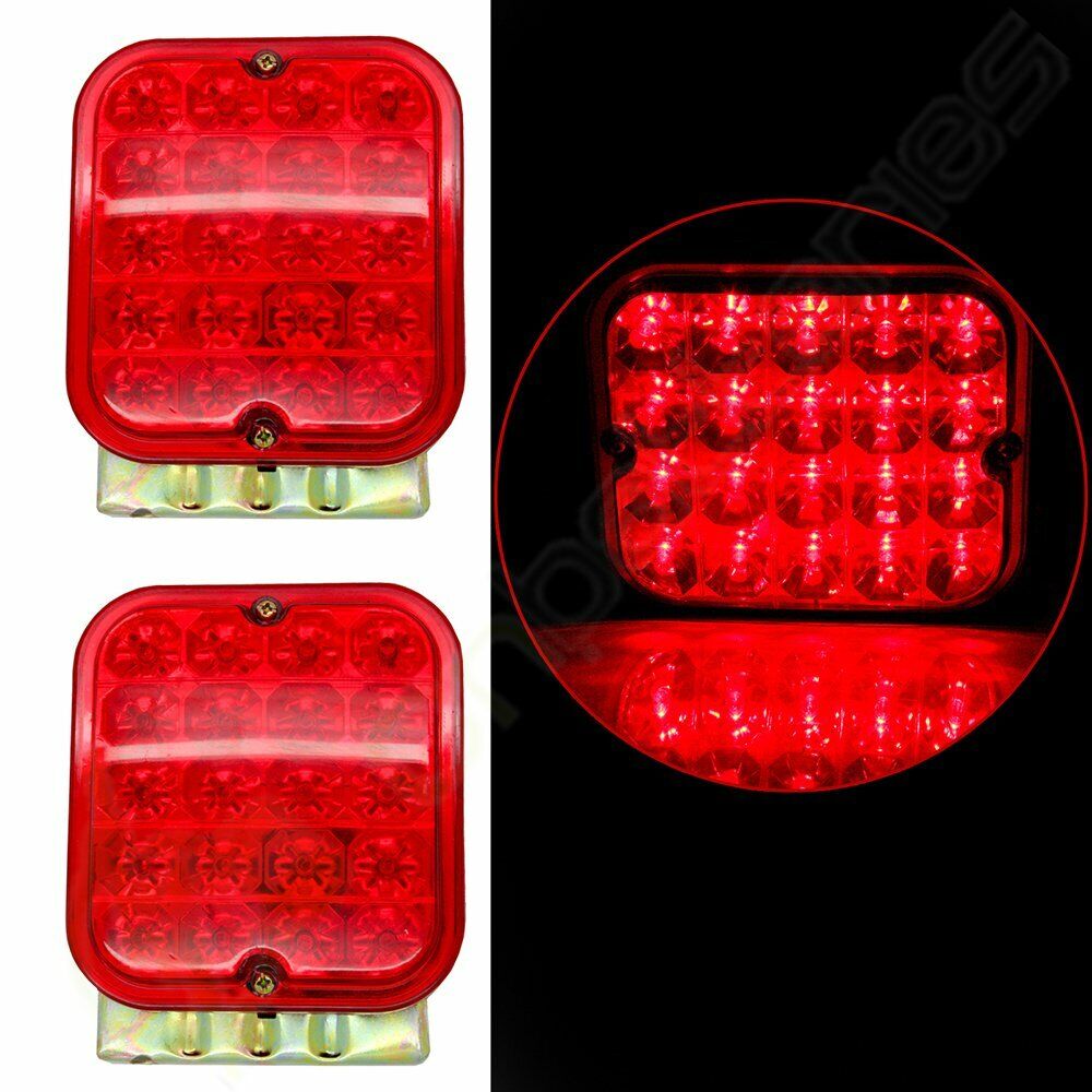 Pair Square 21 LED Truck Trailer Turn Signal Light Brake Tail Light Red 4.5\'\'