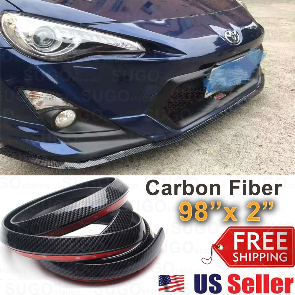 JDM Carbon Fiber Black Front Bumper Lip Guard Protector Skid Plate Air 2\