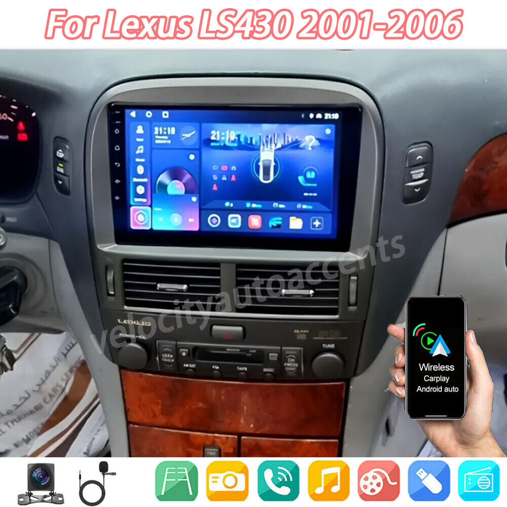 For 2001-2006 Lexus LS430 Android 13 Radio Apple CarPlay GPS Navi FM Wifi W/ CAM