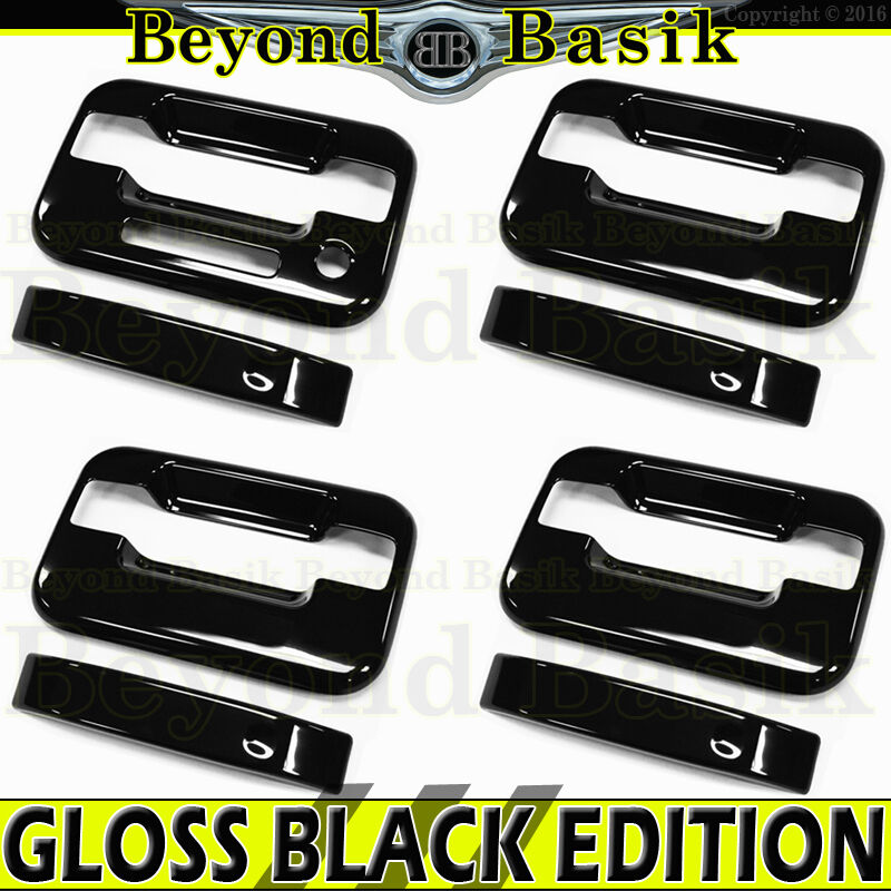 2004-2014 Ford F150 Crew Cab GLOSS BLACK 4 Door Handle COVERS w/Keypad No PSGRKH