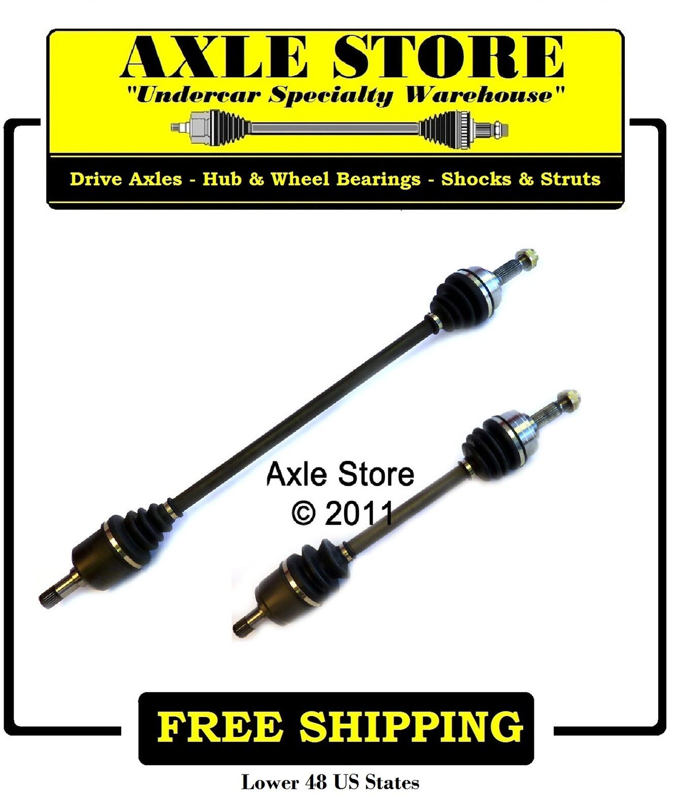 2 New CV Axles Fit 1988 - 1991 Honda Civic, CRX with 26 Splines Outer Joints