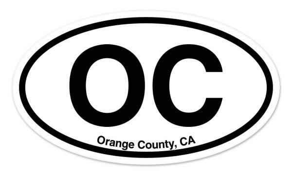 OC Orange County California Oval car window bumper sticker decal 5\