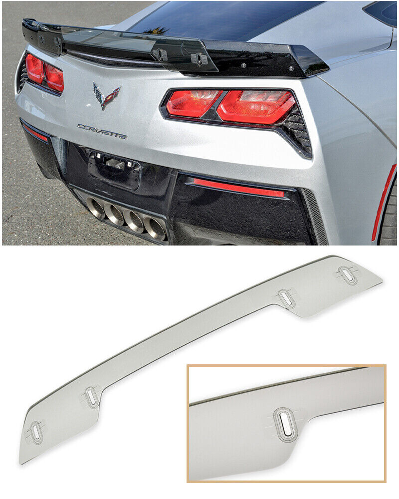 For 14-19 Corvette C7 Z06 Stage 3 Style LIGHT TINTED Rear Wickerbill Spoiler