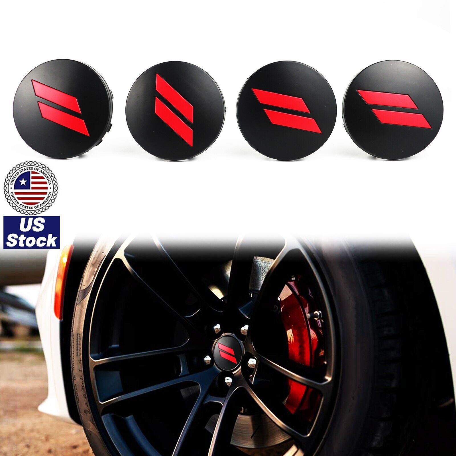 4PCS Wheel Hub Center Cap Covers 63mm For Dodge Charger Challenger Durango Red