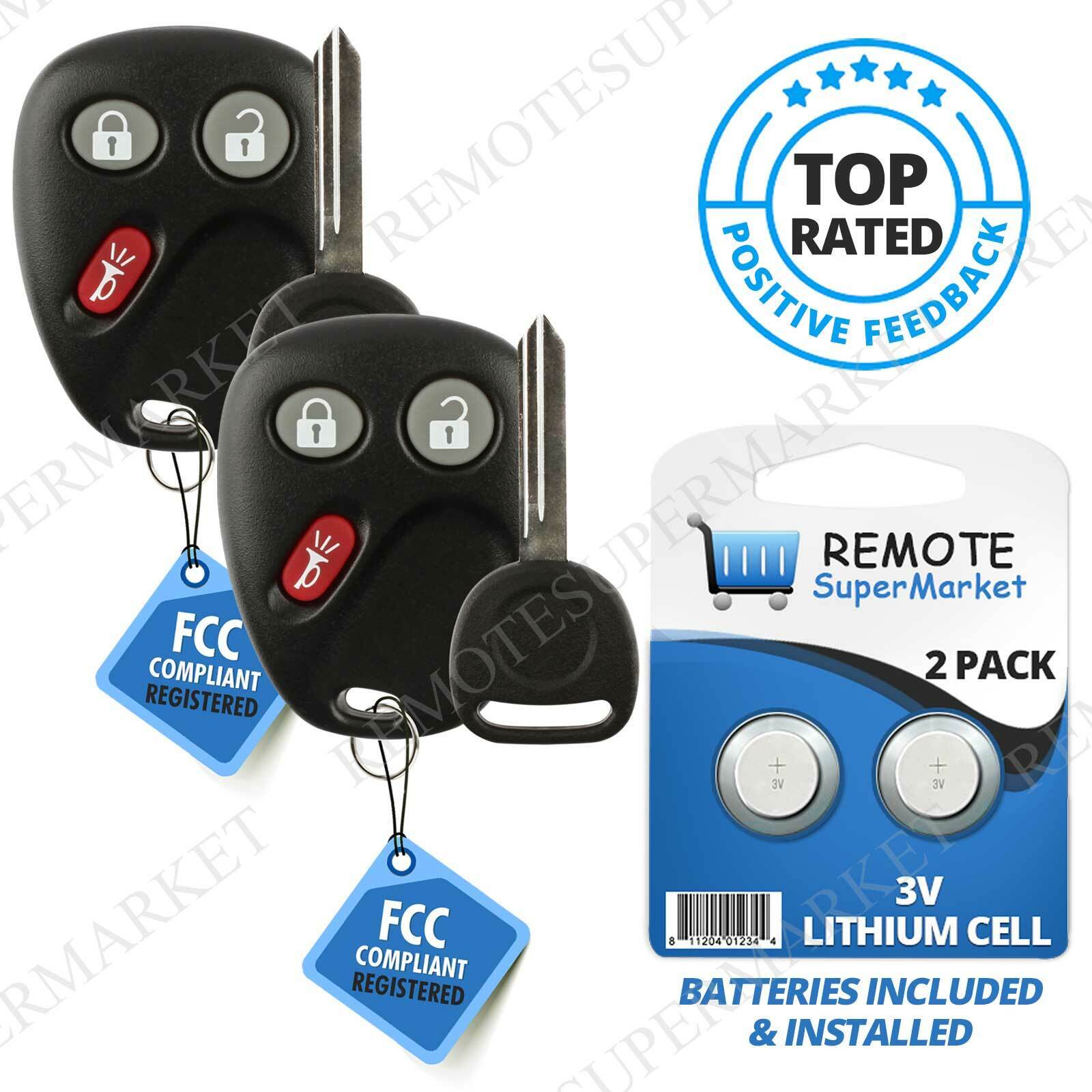 2 Replacement for 2003 2004 2005 2006 Chevy Avalanche  Remote Key Fob Set