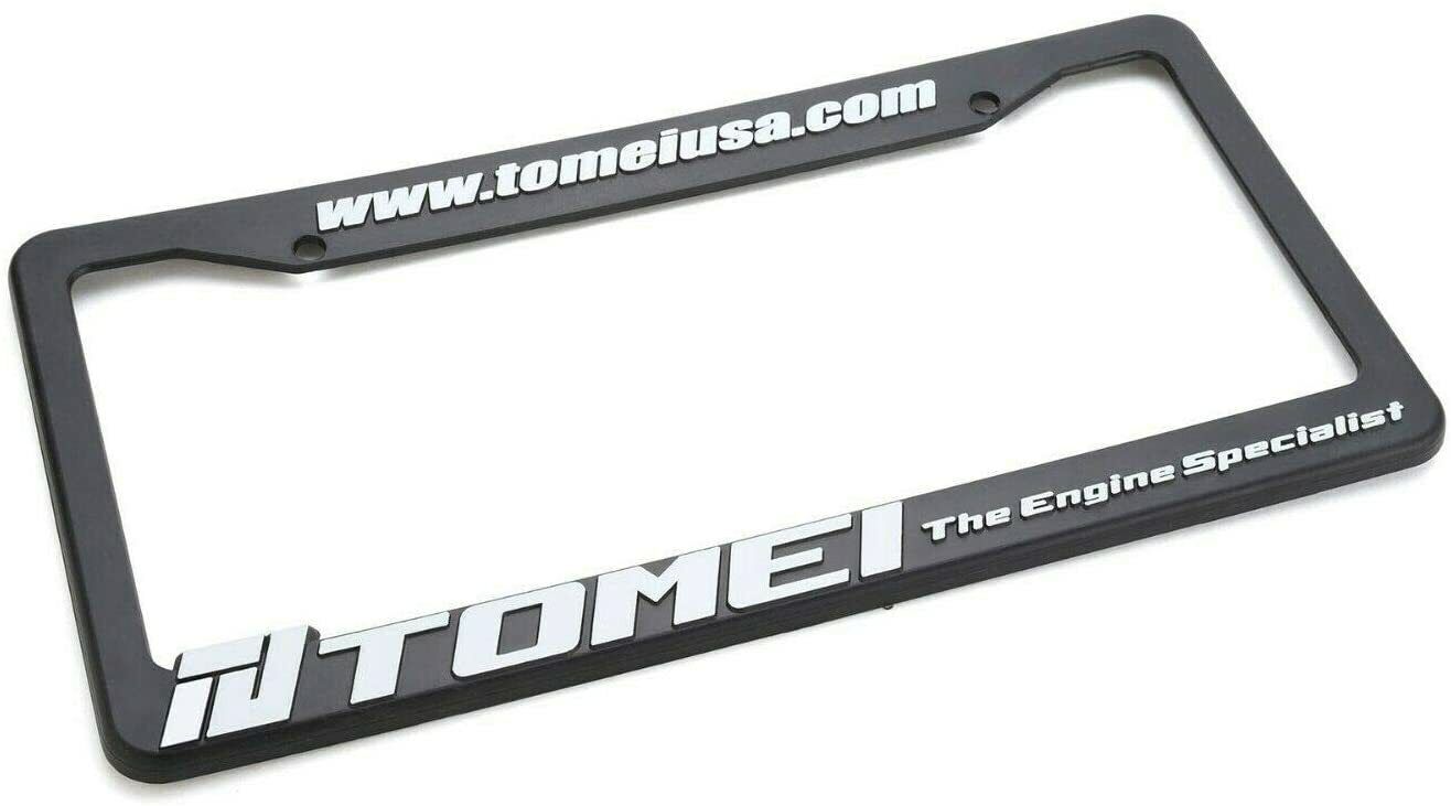 TOMEI USA Universal License Plate Frame Black White Logo The Engine Specialists