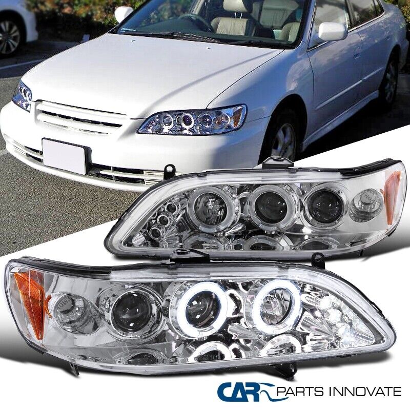 Fits 98-02 Honda Accord 2/4Dr LED Halo Projector Headlights Head Driving Lamps