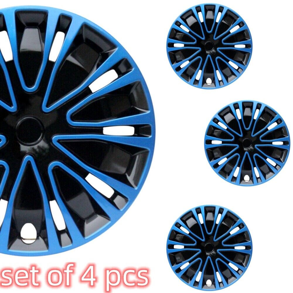 4PC Black&Blue Wheel Hub Covers fits R15 Rim, 15