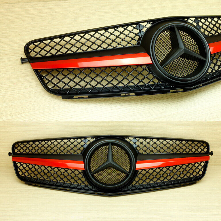 08-13 RED Metallic SL-Type Matte Black Front Grille For Benz C-Class W204
