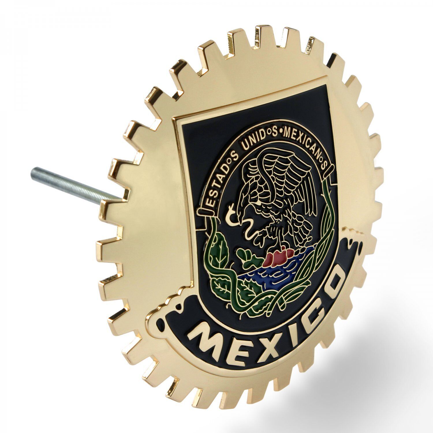 Gold Plated Front Grill Emblem Badge Mexican Flag [MEXICO] Medallion