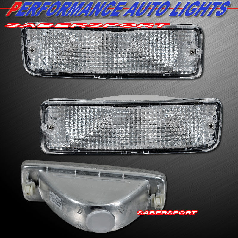 Pair Clear Park Signal Bumper Lights for 89-95 Toyota Pickup / 90-91 4Runner