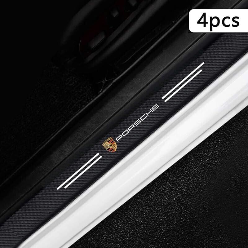 Carbon Fiber Door Sill Cover Scuff Pad Set For Porsche 911 Cayenne Macan Taycan