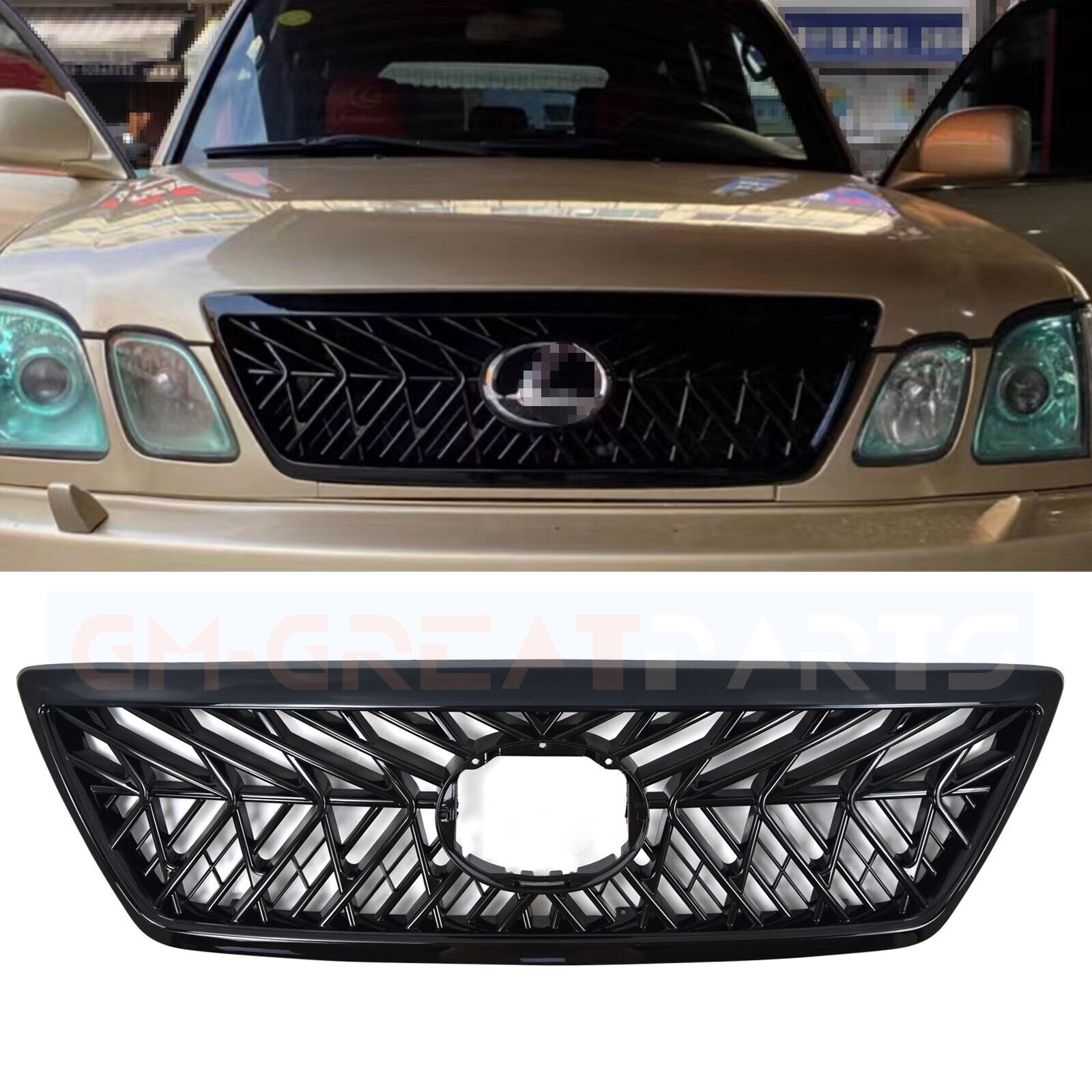 For Toyota Lexus LX470 2003-2007 Front Bumper Radiator Grille Grill ABS Black